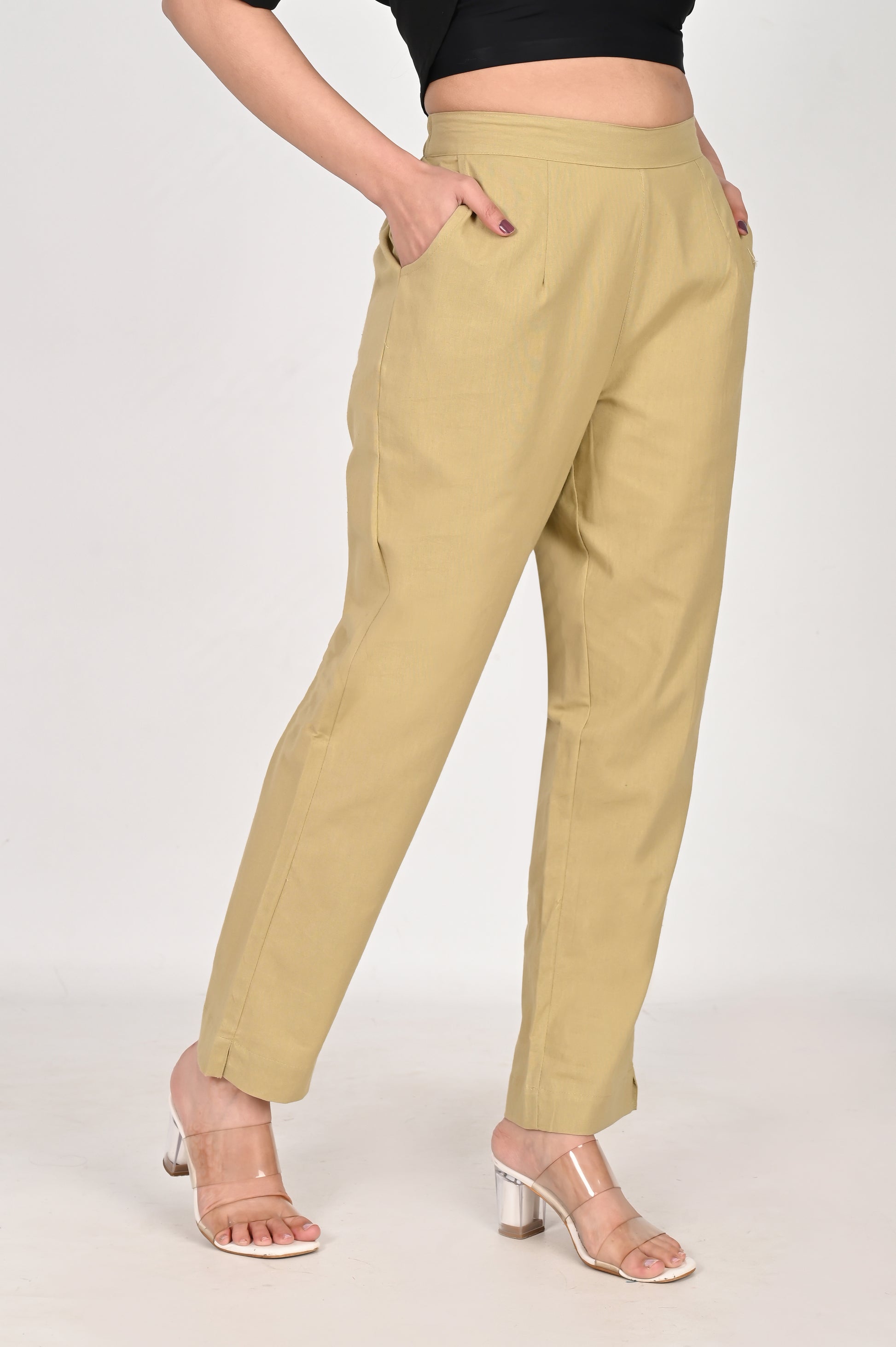 Earthy Brown Cotton Pant for women with pockets