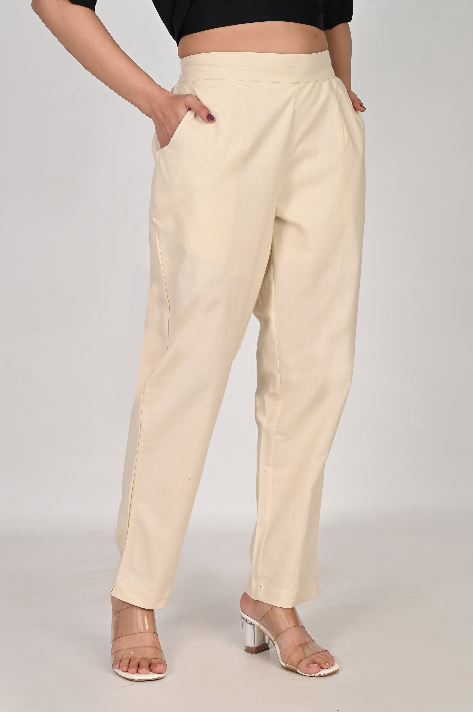 Beige Cotton Pant