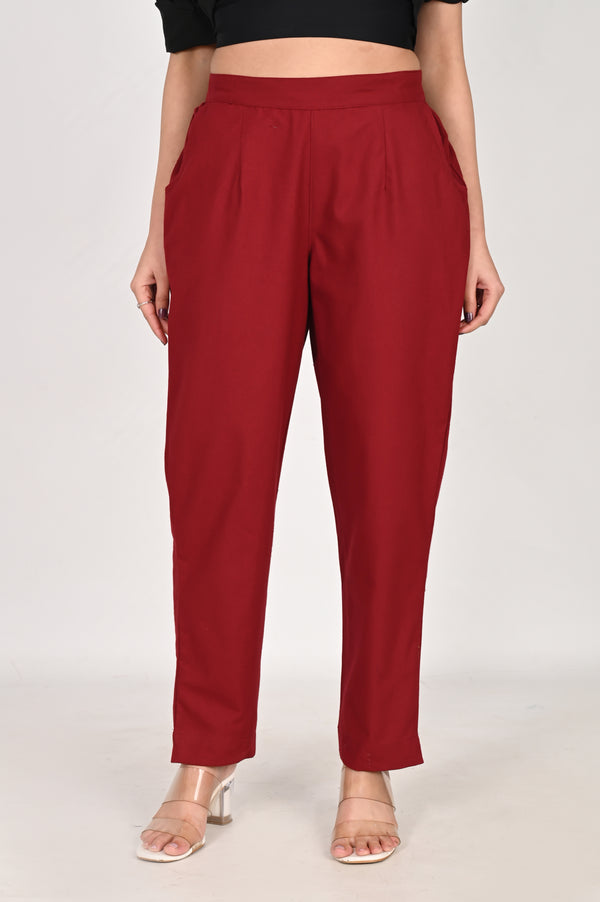 Maroon Everyday Cotton Pant