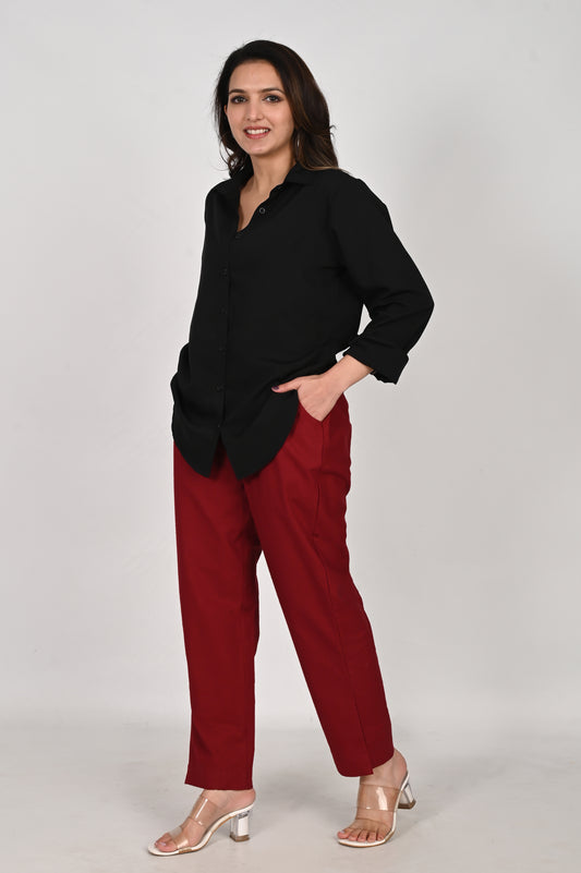 Maroon Everyday Cotton Pant