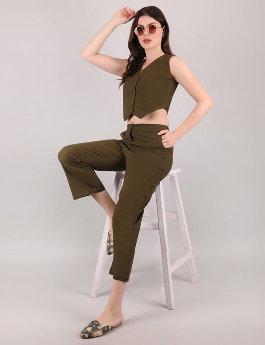 Olive Green Formal Co-ord Set