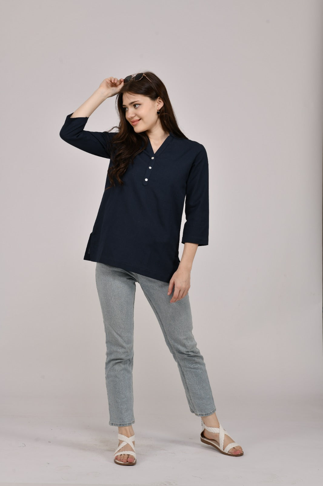 Navy Blue Short Kurti