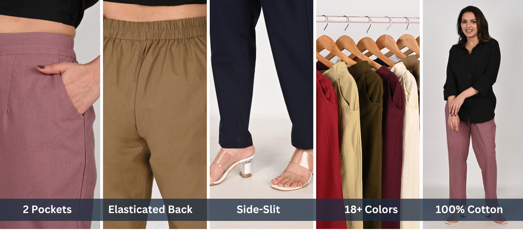 Comfort fit pants - Red Butti Cotton