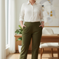 Olive Green Wide Leg Cotton Pant