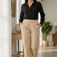 Beige Wide Leg Cotton Pant