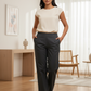 Cement Grey Wide Leg Cotton Pant