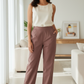 Rose taupe Wide Leg Cotton Pant