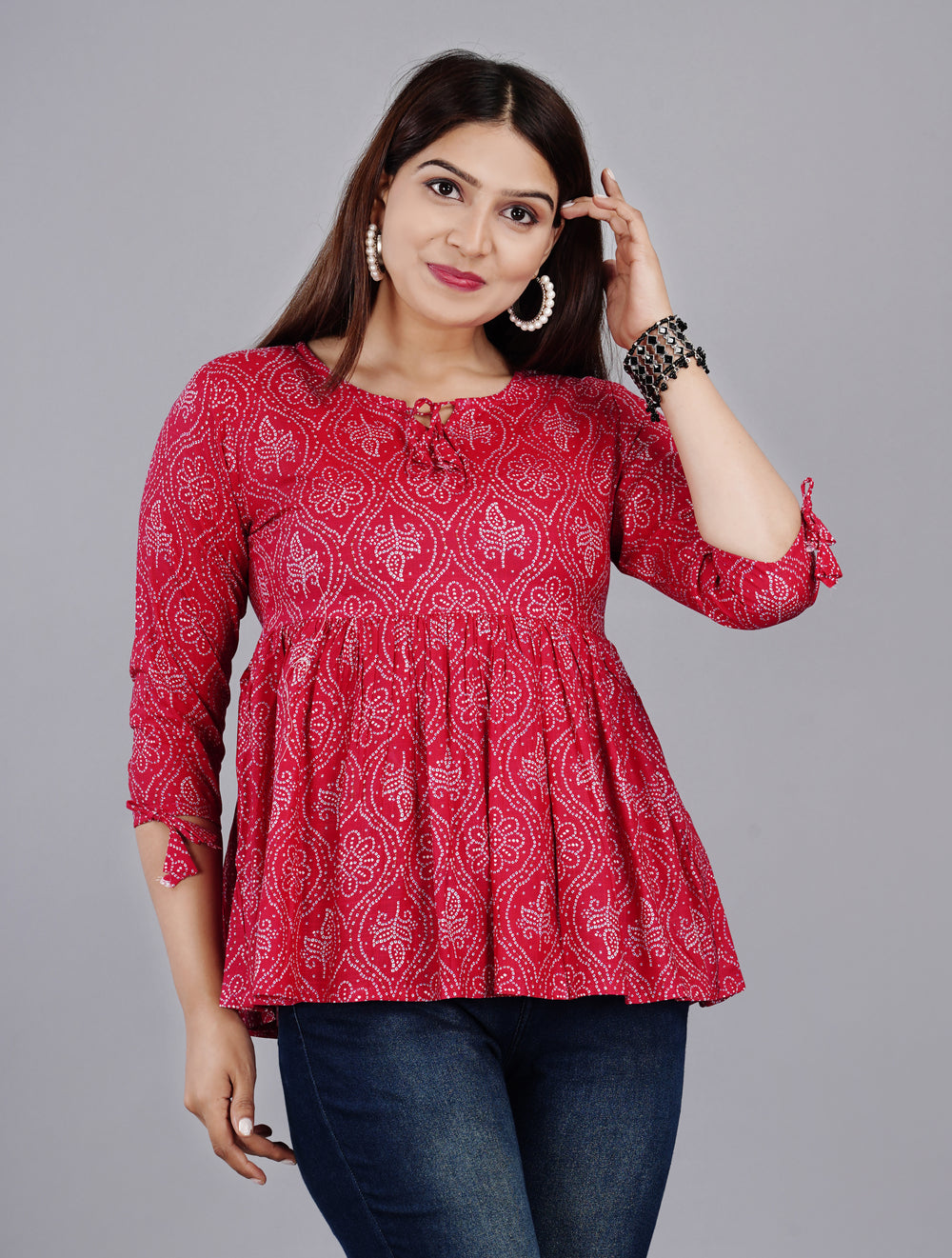 Pink Boota Design Everyday Short Kurta