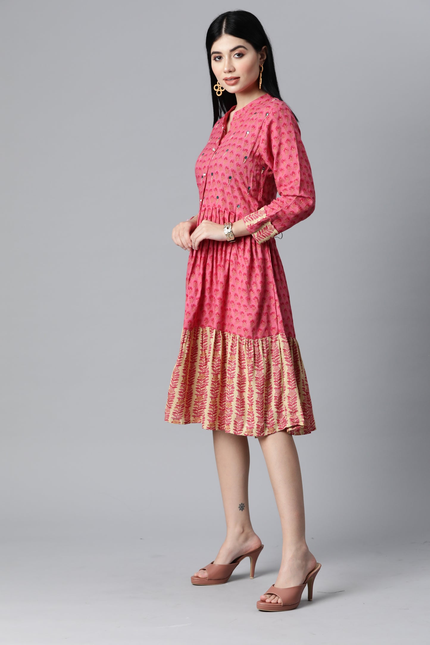 Pink Designer Flare Dress
