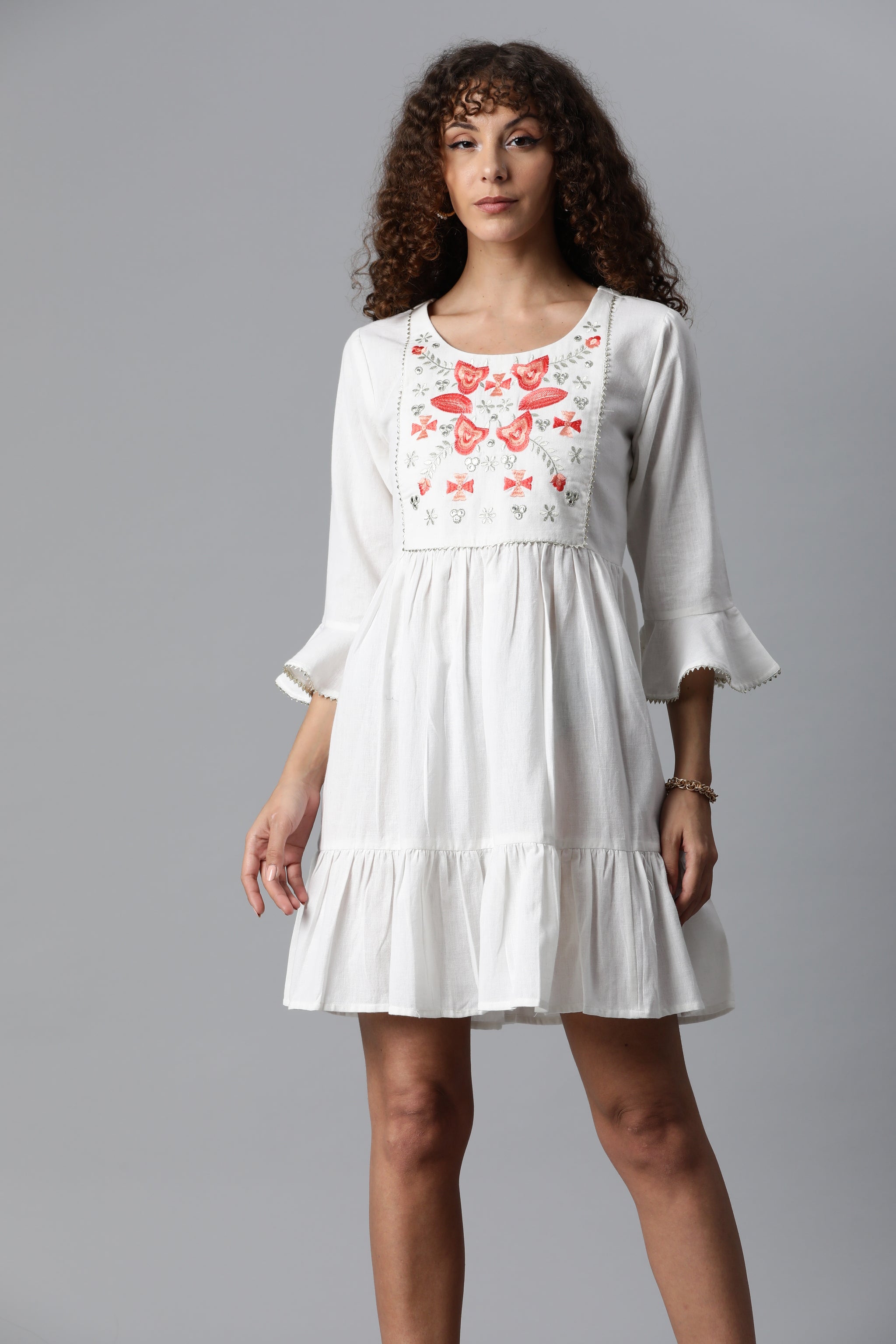 Anywear Sports Fit-and-Flare Dress (White Sateen)