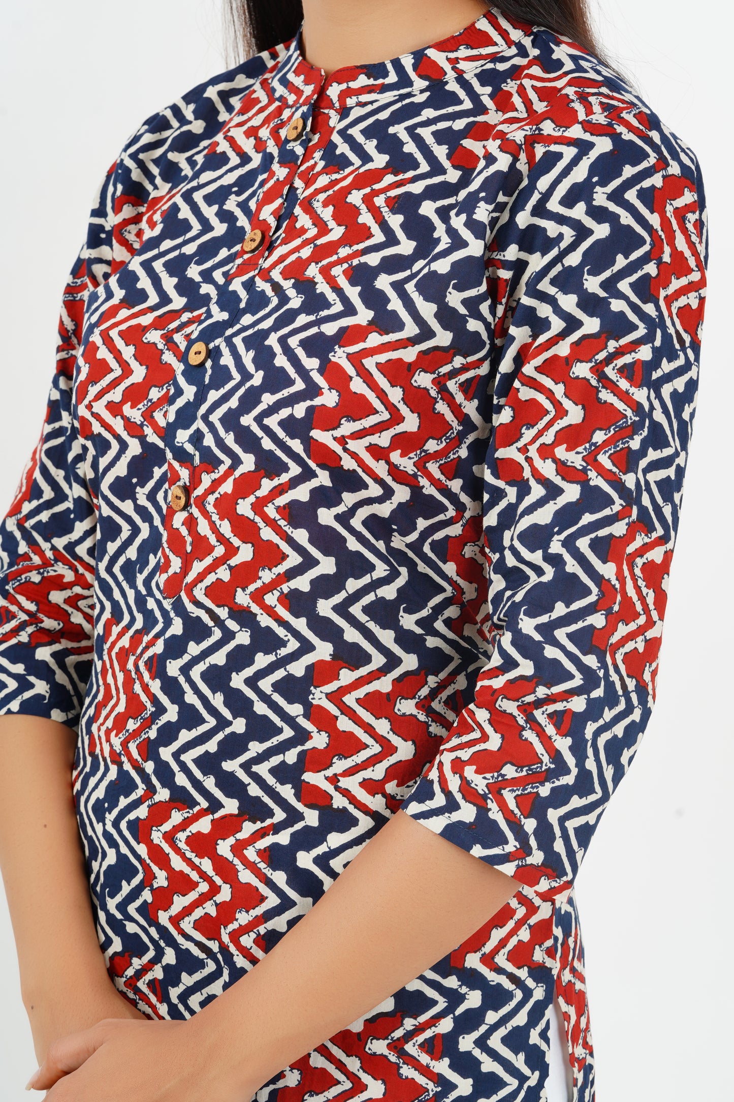 Blue And Red Casual Kurti