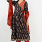 Angrakha Black and Red Anarkali Suit set with Dupatta