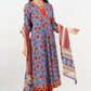 Blue and Red Anarkali Suit with Dupatta