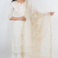 Off - White Golden Sharara Set with Organza Zari Dupatta