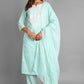 Sky Blue Cotton Handblock Abstract Suit with Dupatta